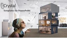  Presentation with child dream house - PPT theme enhanced with design of your dream house background and a light gray colored foreground