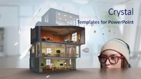  Presentation with dream - Beautiful slide deck featuring design of your dream house backdrop and a sky blue colored foreground