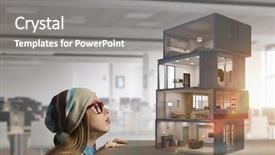  Presentation with child dream house - Beautiful presentation design featuring design of your dream house backdrop and a  colored foreground