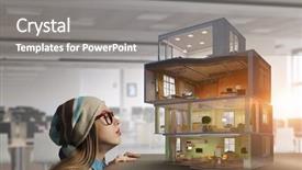  Presentation with child dream house - Cool new PPT layouts with design of your dream house backdrop and a gray colored foreground