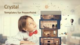  Presentation with media - Cool new PPT theme with design of your dream house backdrop and a soft green colored foreground