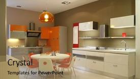  Presentation with kitchen design - Presentation theme featuring design orange - interior of a kitchen background and a coral colored foreground