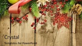  Presentation with christmas border design - Theme consisting of design over old wood background background and a coral colored foreground