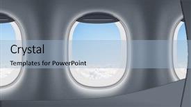  Presentation with jet airplane - Beautiful theme featuring design plane - three airplane or jet windows backdrop and a light blue colored foreground