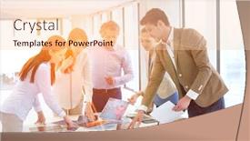  Presentation with discussion - Presentation theme featuring design-professionals-with-catalogs-having background and a lemonade colored foreground