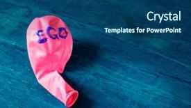  Presentation with balloon - Colorful PPT theme enhanced with ego psychology - blown balloon selfishness concept backdrop and a ocean colored foreground