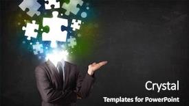  Presentation with character - Amazing presentation theme having suit with glowing puzzle backdrop and a dark gray colored foreground