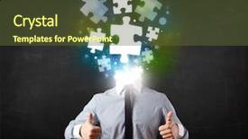  Presentation with character - Amazing slide set having character in suit with glowing puzzle head concept backdrop and a tawny brown colored foreground