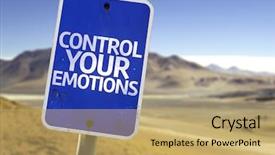  Presentation with childrens emotions - PPT theme consisting of eq - control your emotions sign background and a coral colored foreground