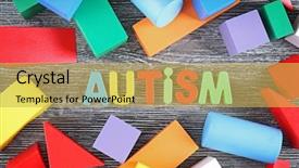  Presentation with wooden building blocks - Beautiful PPT theme featuring building blocks medical - word autism with colorful figures backdrop and a yellow colored foreground