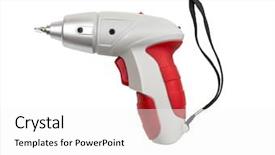  Presentation with cordless - Slides having design red black builders - cordless screwdriver or drill isolated background and a white colored foreground