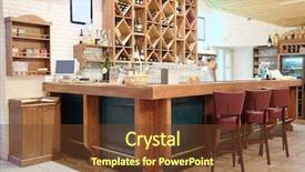  Presentation with interior design - Colorful presentation theme enhanced with design restaurant - interior with the image backdrop and a tawny brown colored foreground