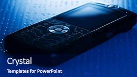  Presentation with blue and yellow phone - Beautiful presentation featuring design smartphone - blue toned picture backdrop and a navy blue colored foreground