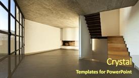  Presentation with room interior design - Audience pleasing PPT theme consisting of design space - interior modern empty villa room backdrop and a tawny brown colored foreground