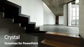  Presentation with villa - PPT layouts enhanced with design space - interior modern villa wooden staircase background and a  colored foreground