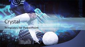  Presentation with football blue - Colorful PPT layouts enhanced with design sports - football player kicking ball backdrop and a light blue colored foreground