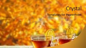  Presentation with life cycle plant - Audience pleasing theme consisting of design summer picnic - autumn still life with tea backdrop and a gold colored foreground