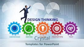  Presentation with design thinking - PPT theme featuring design-thinking-concept-in-software background and a sky blue colored foreground