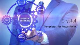  Presentation with design thinking - Slide set enhanced with design-thinking-concept-in-software background and a light blue colored foreground