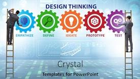  Presentation with design thinking - Beautiful theme featuring design-thinking-concept-in-software backdrop and a light blue colored foreground