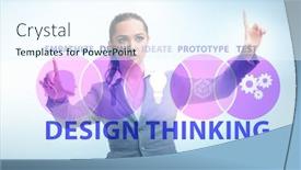  Presentation with design thinking - Slide set with design-thinking-concept-in-software background and a cool aqua colored foreground