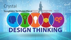  Presentation with design thinking - PPT theme consisting of design-thinking-concept-in-software background and a light blue colored foreground