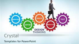  Presentation with design thinking - Amazing PPT layouts having design-thinking-concept-in-software backdrop and a sky blue colored foreground