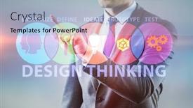  Presentation with design thinking - Beautiful slide deck featuring design-thinking-concept-in-software backdrop and a light blue colored foreground