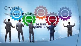  Presentation with design thinking - Slide deck having design-thinking-concept-in-software background and a light blue colored foreground