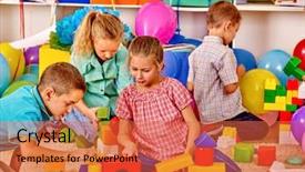  Presentation with diverse group of children reading - PPT theme having design top happy activity - group children male and female background and a red colored foreground