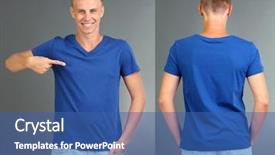  Presentation with grey - PPT theme having design top happy activity - t-shirt on young man background and a ocean colored foreground