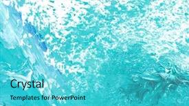 Presentation with oil in water - PPT theme having paintings artistry - water splash like high magnification background and a cyan colored foreground