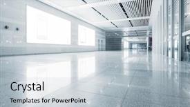  Presentation with mall - Slide deck consisting of glass window - empty billboard and floor background and a light gray colored foreground