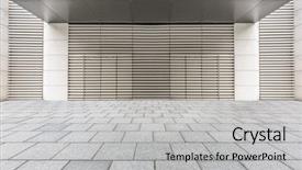  Presentation with brick - Slide set with clean city - empty brick floor with modern background and a light gray colored foreground