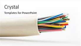  Presentation with electric cable - Presentation theme with design voltage - electric cable on white background background and a white colored foreground