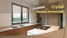  Presentation with apartment - PPT layouts featuring design windows - beautiful apartment interior kitchen background and a tawny brown colored foreground