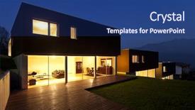  Presentation with beautiful houses - Presentation theme consisting of design windows - view of the beautiful modern background and a ocean colored foreground