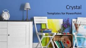  Presentation with furniture design - PPT theme consisting of decorative things - room design with white furniture background and a light blue colored foreground