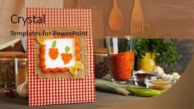  Presentation with cookbook - PPT theme consisting of designed cookbook with food ingredients background and a  colored foreground