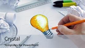  Presentation with inspiration - Colorful slide deck enhanced with designer drawing a light bulb backdrop and a light blue colored foreground