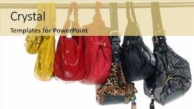  Presentation with females - Slides having designer handbag - different bag for females background and a yellow colored foreground