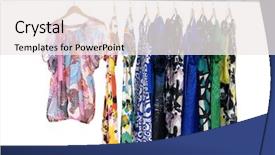  Presentation with clothing - Slides consisting of designer handbag - fashion colorful clothing on display background and a  colored foreground