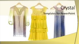  Presentation with sustainable fashion - PPT theme with designer handbag - fashion colorful clothing on display background and a blonde colored foreground