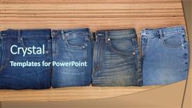  Presentation with jeans denim - Amazing slide deck having designer handbag - four blue jeans denim backdrop and a ocean colored foreground