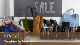  Presentation with coats - PPT layouts having designer handbag - shoe shopping sale of shoes background and a tawny brown colored foreground