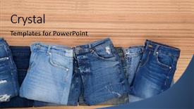  Presentation with jeans denim - PPT layouts enhanced with designer handbag - stacked of blue jeans denim background and a coral colored foreground