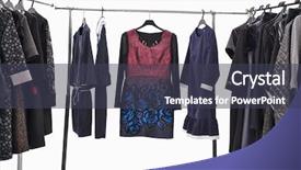  Presentation with clothing - Slide set featuring designer handbag - variety of female clothing background and a  colored foreground
