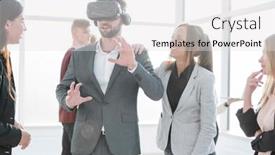  Presentation with new office - Audience pleasing PPT theme consisting of designer-is-testing-a-virtual backdrop and a light gray colored foreground