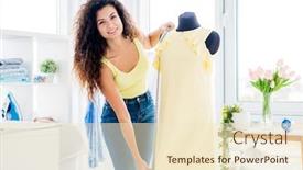  Presentation with mannequin - Slides consisting of designer-measuring-new-dress background and a lemonade colored foreground