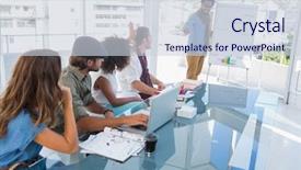  Presentation with meeting - PPT theme having designer presenting a flow chart background and a lemonade colored foreground